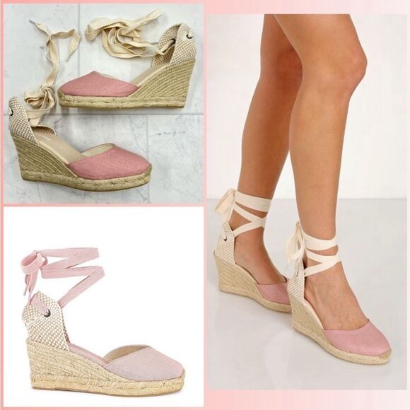 Soludos Tall Wedge Linen In Dusty Rose - Picture 1 of 4